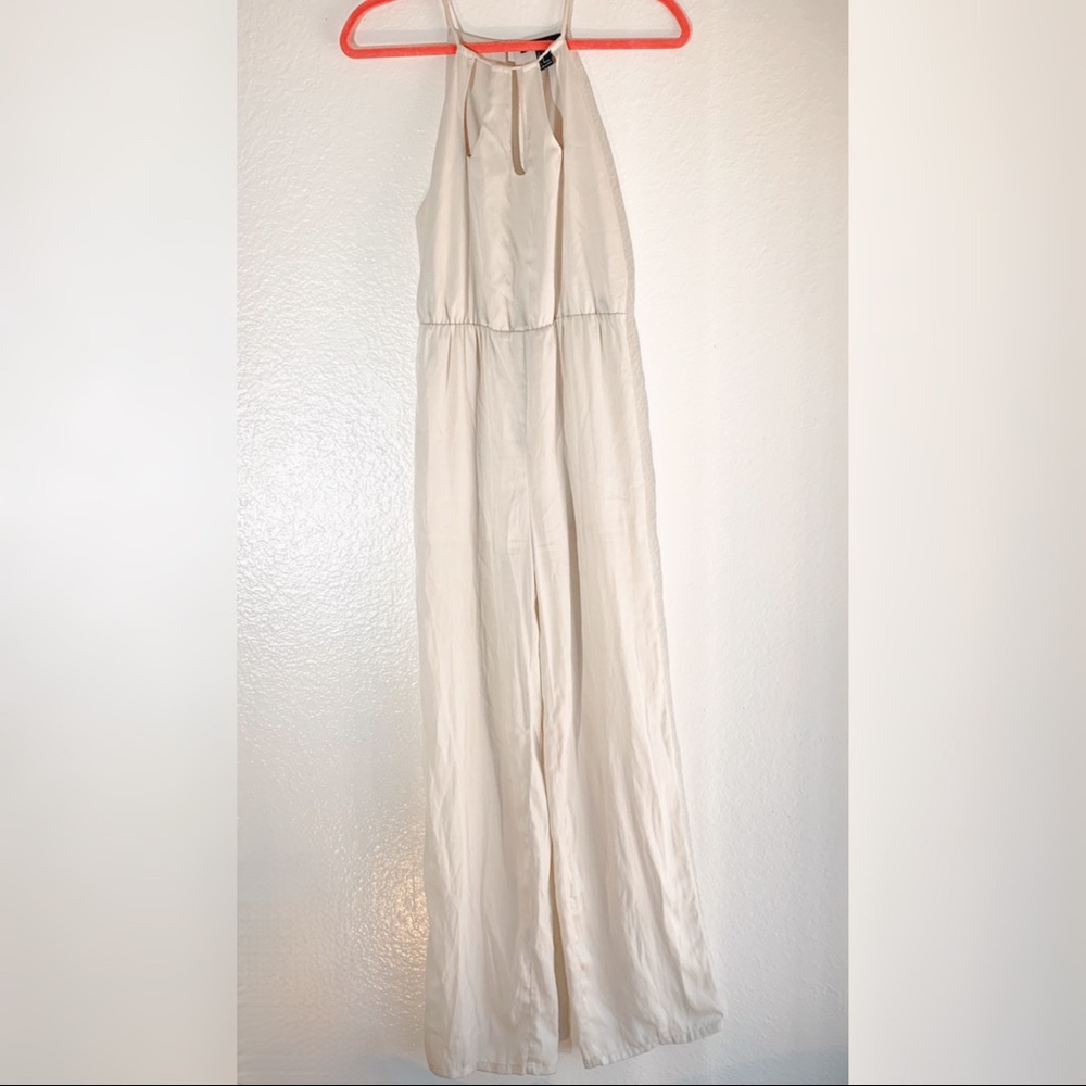 Forever 21 White Satin Wide Leg Jumpsuit